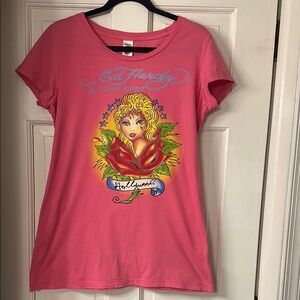 Ed Hardy Pink Graphic T-Shirt